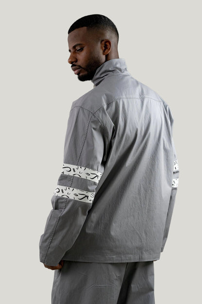 Arabic Tashkeel Tracksuit Jacket - Grey - MQAAAR
