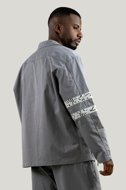 Arabic Tashkeel Tracksuit Jacket - Grey - MQAAAR