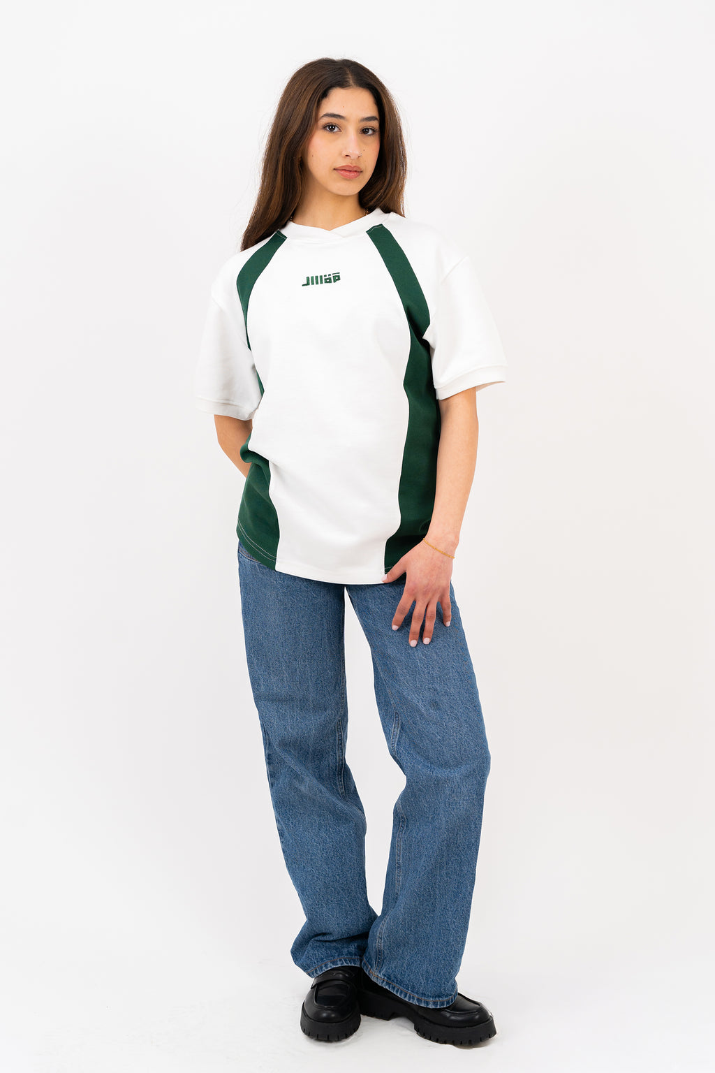 Pique Active T-Shirt - Ecru/Green