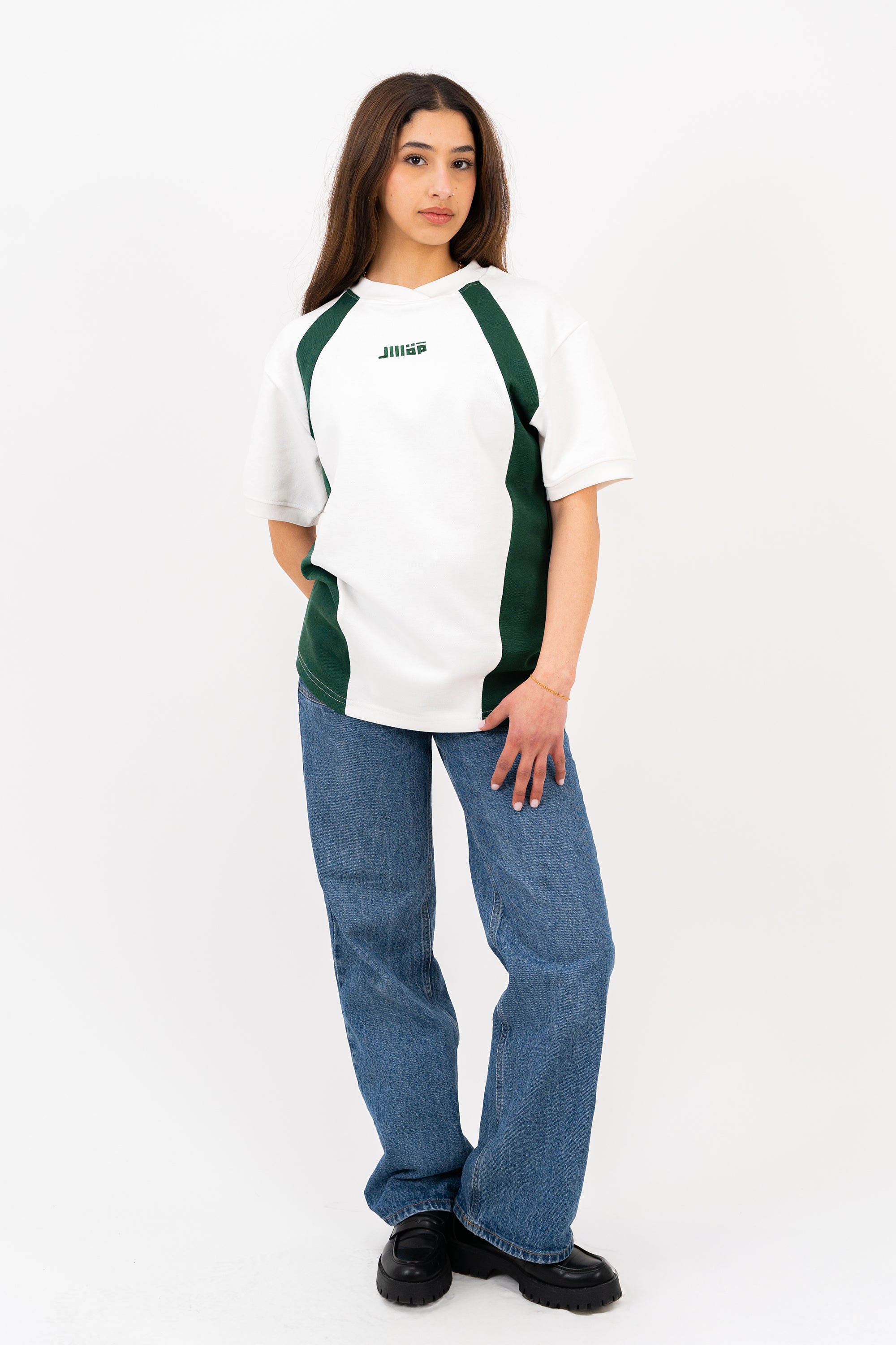 Pique Active T-Shirt - Ecru/Green