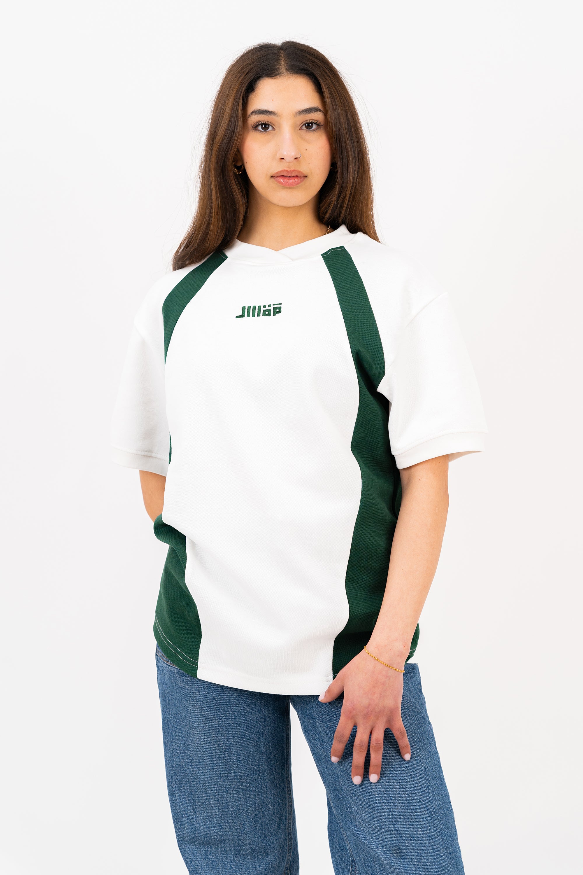 Pique Active T-Shirt - Ecru/Green