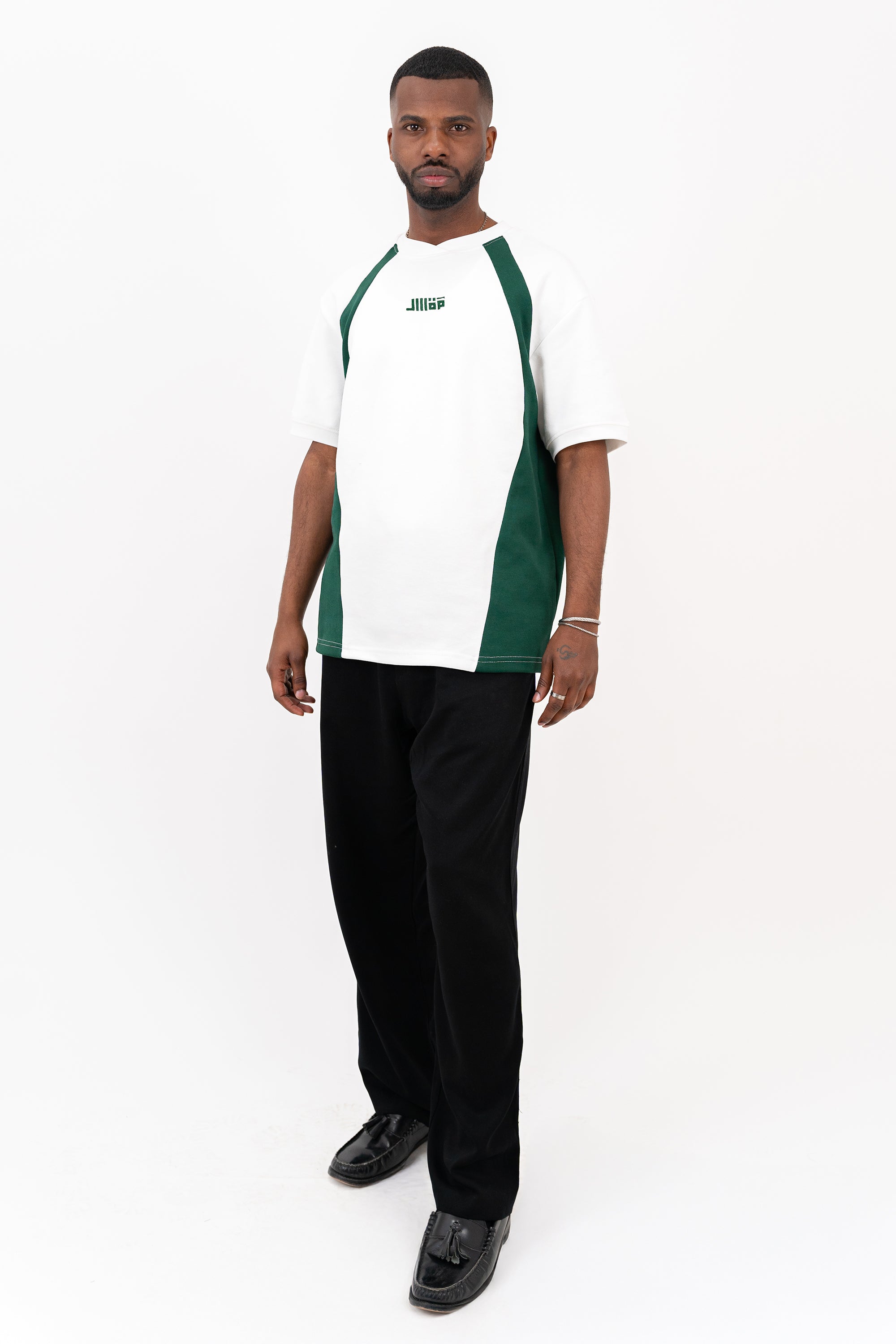 Pique Active T-Shirt - Ecru/Green