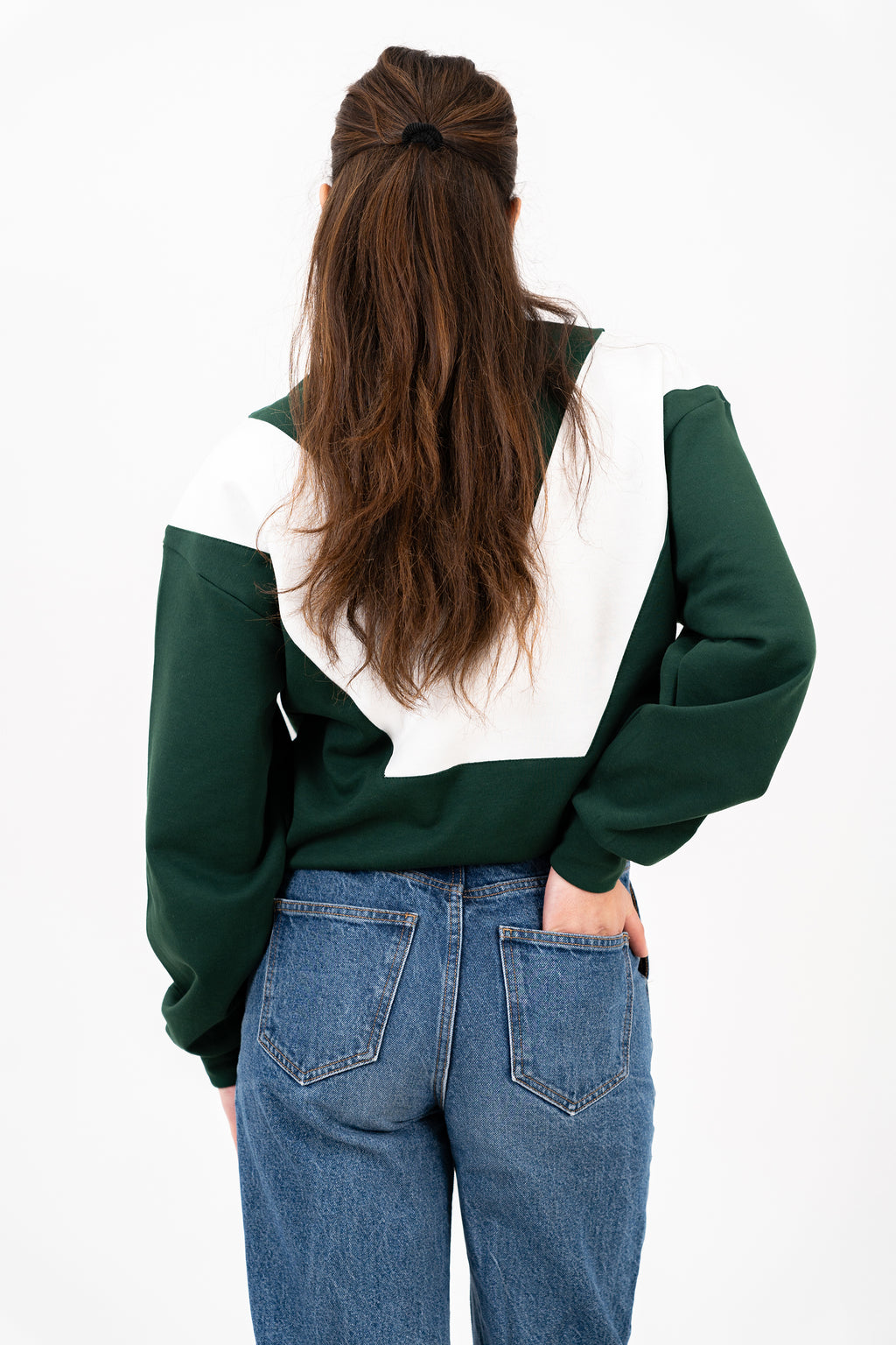 Rugby Long Sleeve Polo - Green/Ecru
