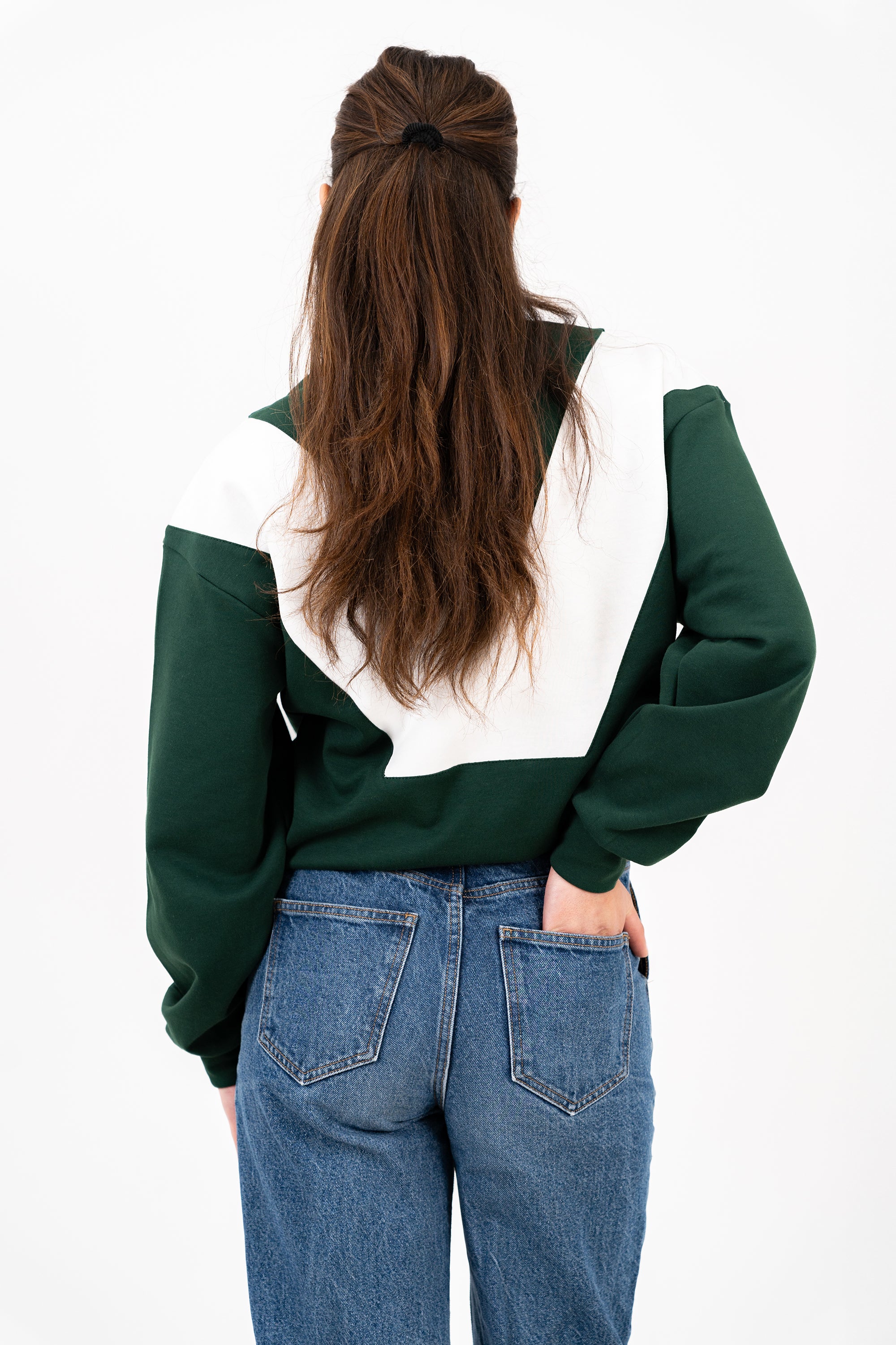 Rugby Long Sleeve Polo - Green/Ecru