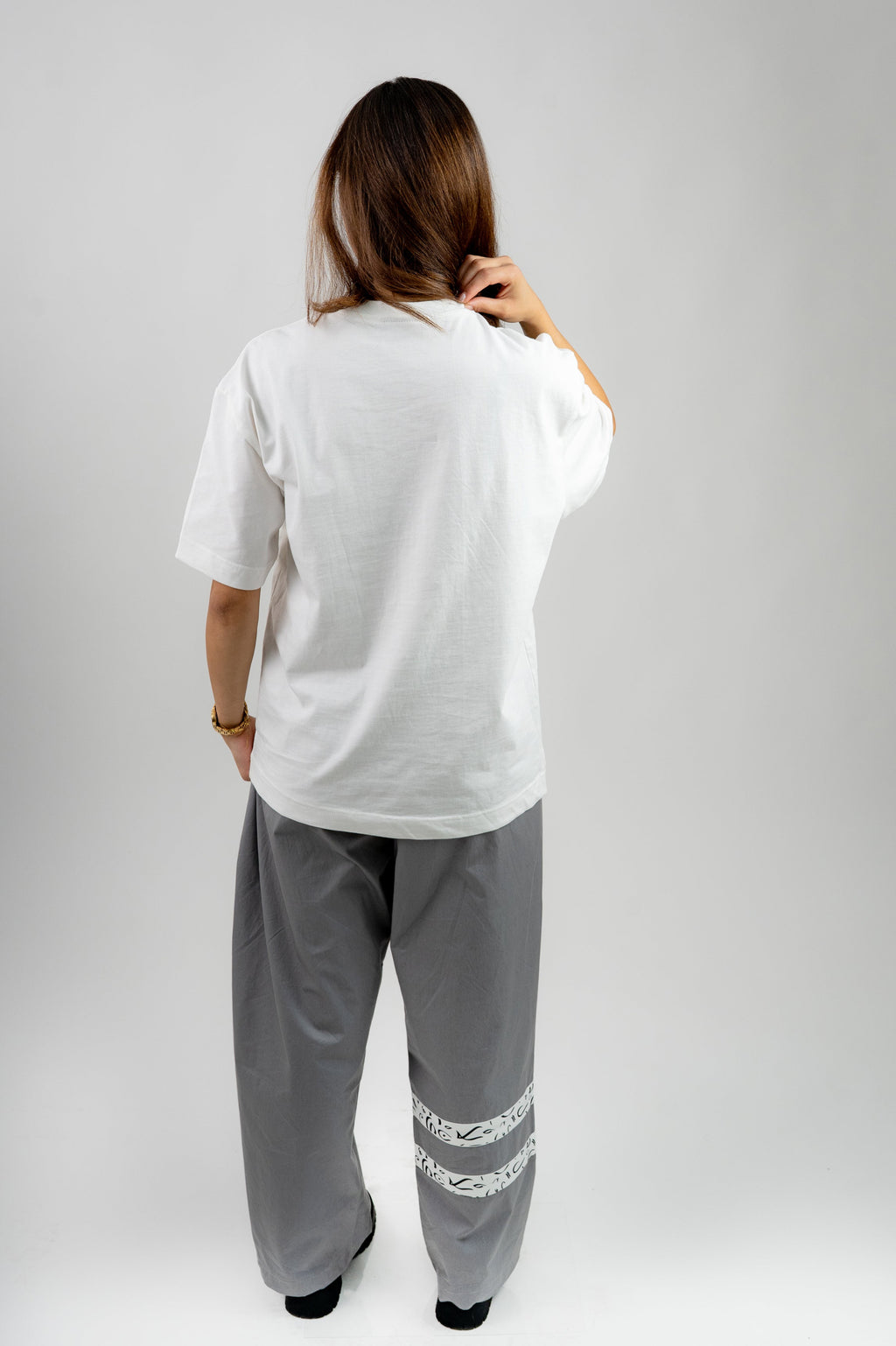 Half-Embroidered Logo T-Shirt - Ecru