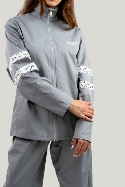 Arabic Tashkeel Tracksuit Jacket - Grey - MQAAAR