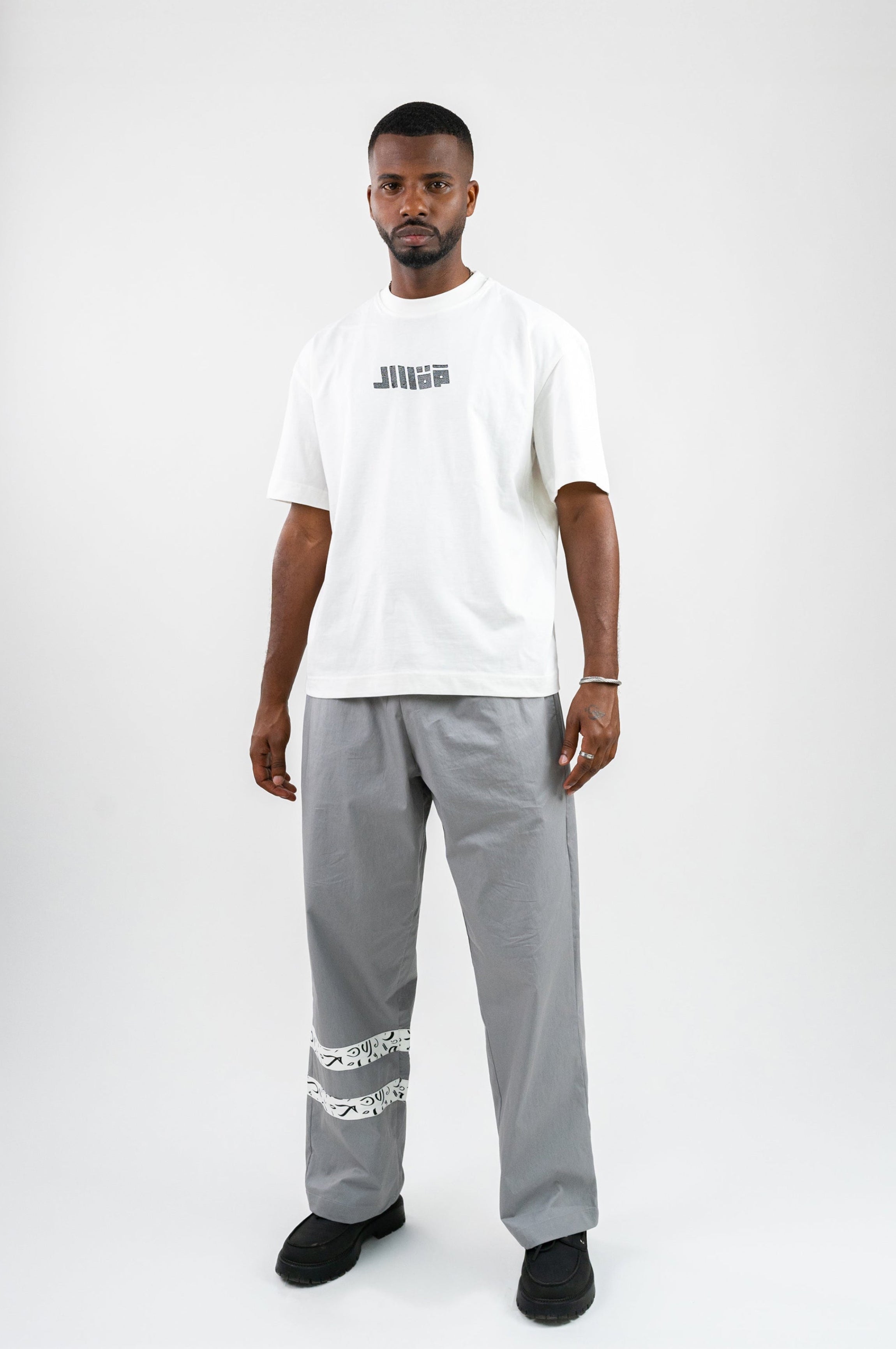 Half-Embroidered Logo T-Shirt - Ecru