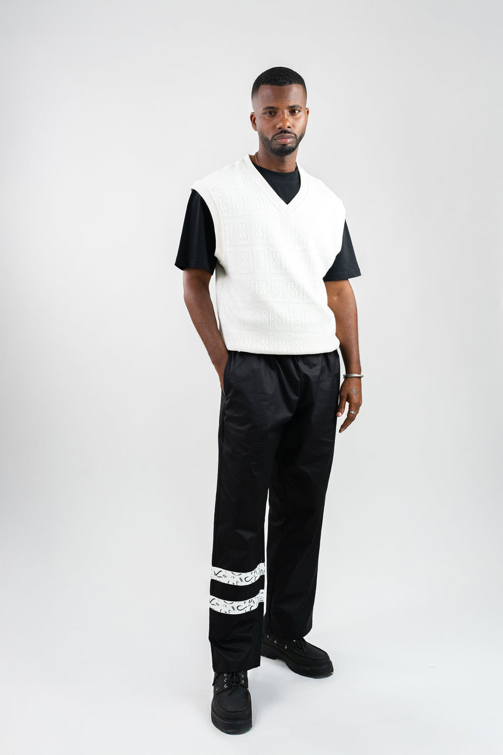 Two-Textured Vest - Ecru