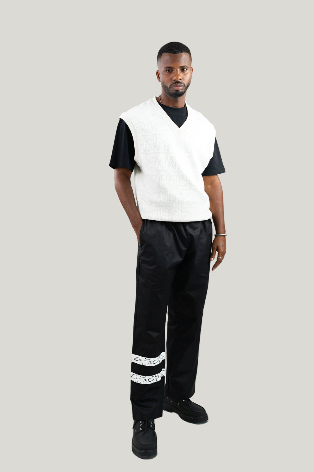 Two-Textured Vest - Ecru
