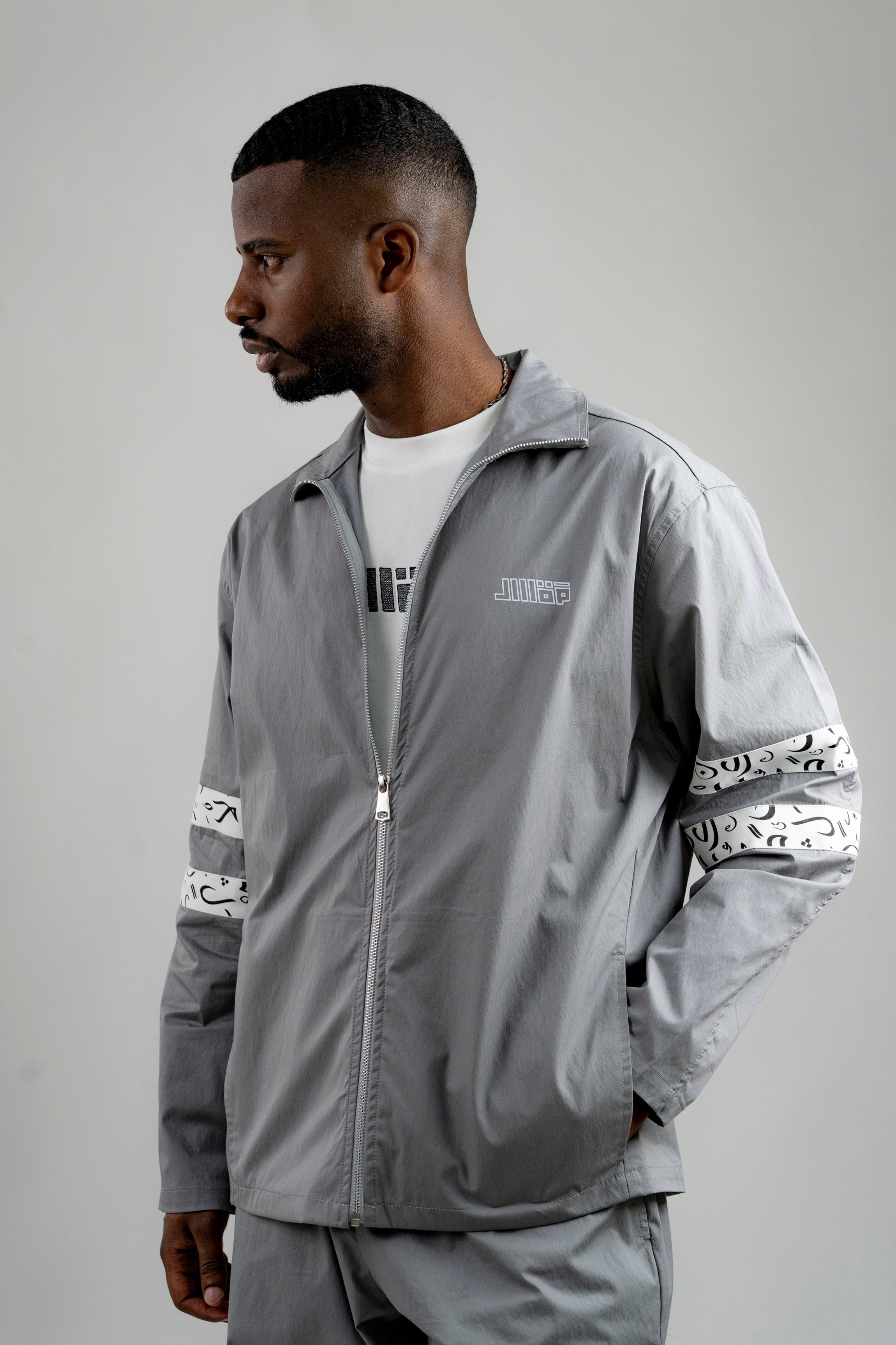 Arabic Tashkeel Tracksuit Jacket - Grey