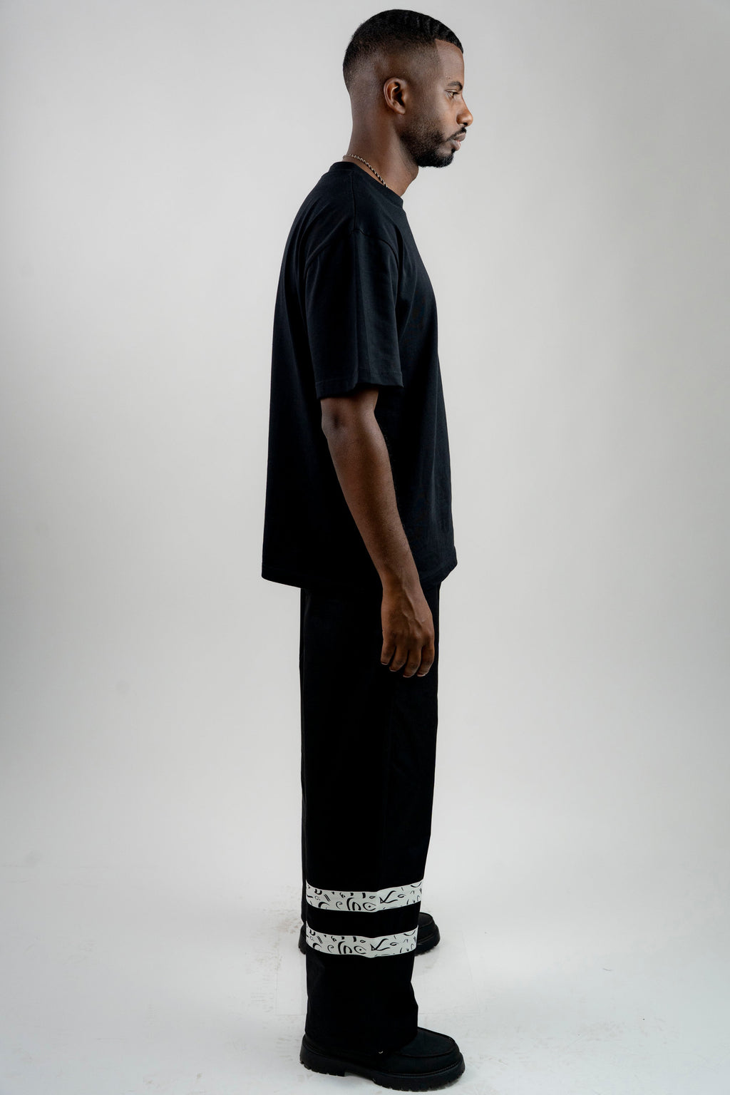 Half-Embroidered Logo T-Shirt - Black