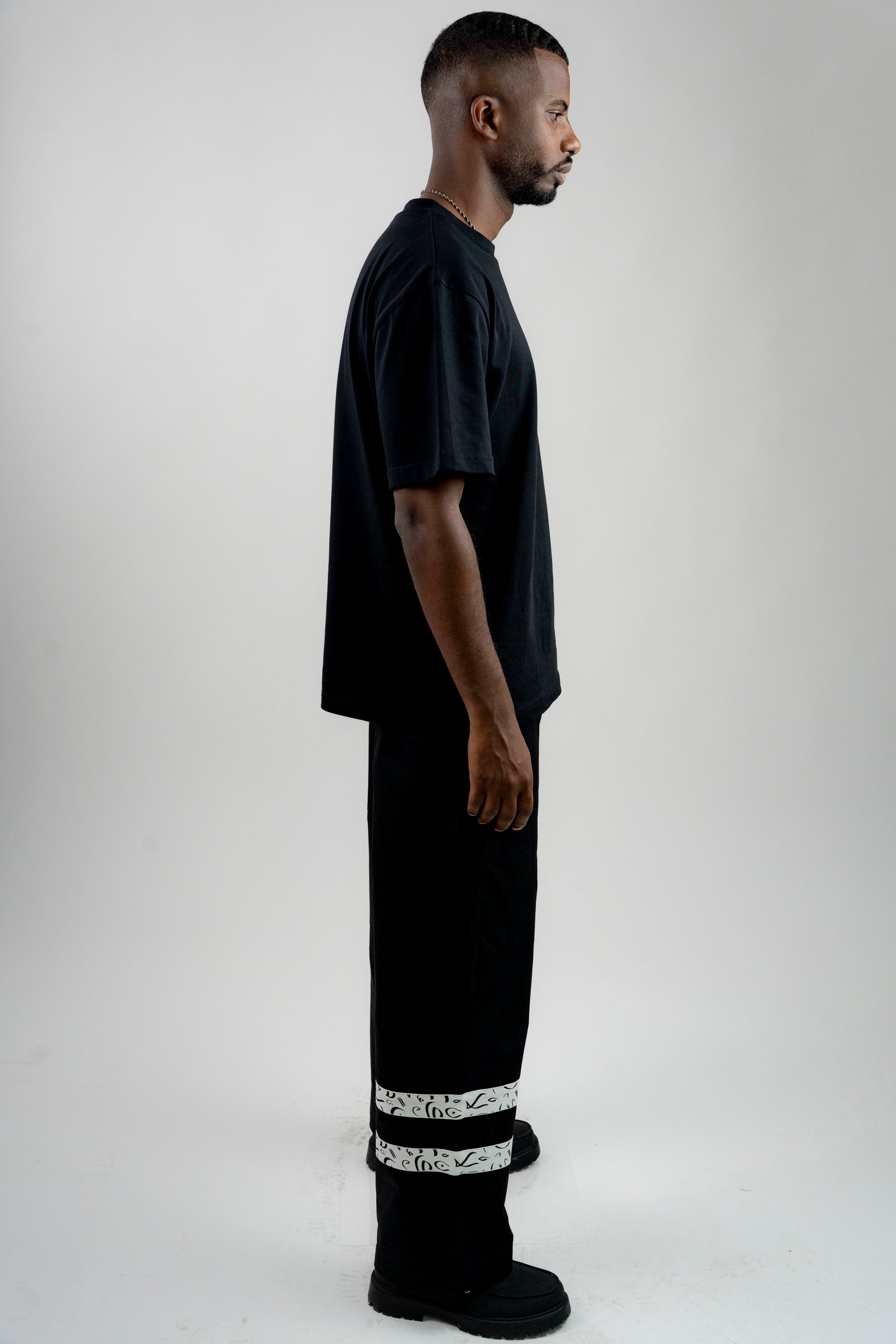 Half-Embroidered Logo T-Shirt - Black