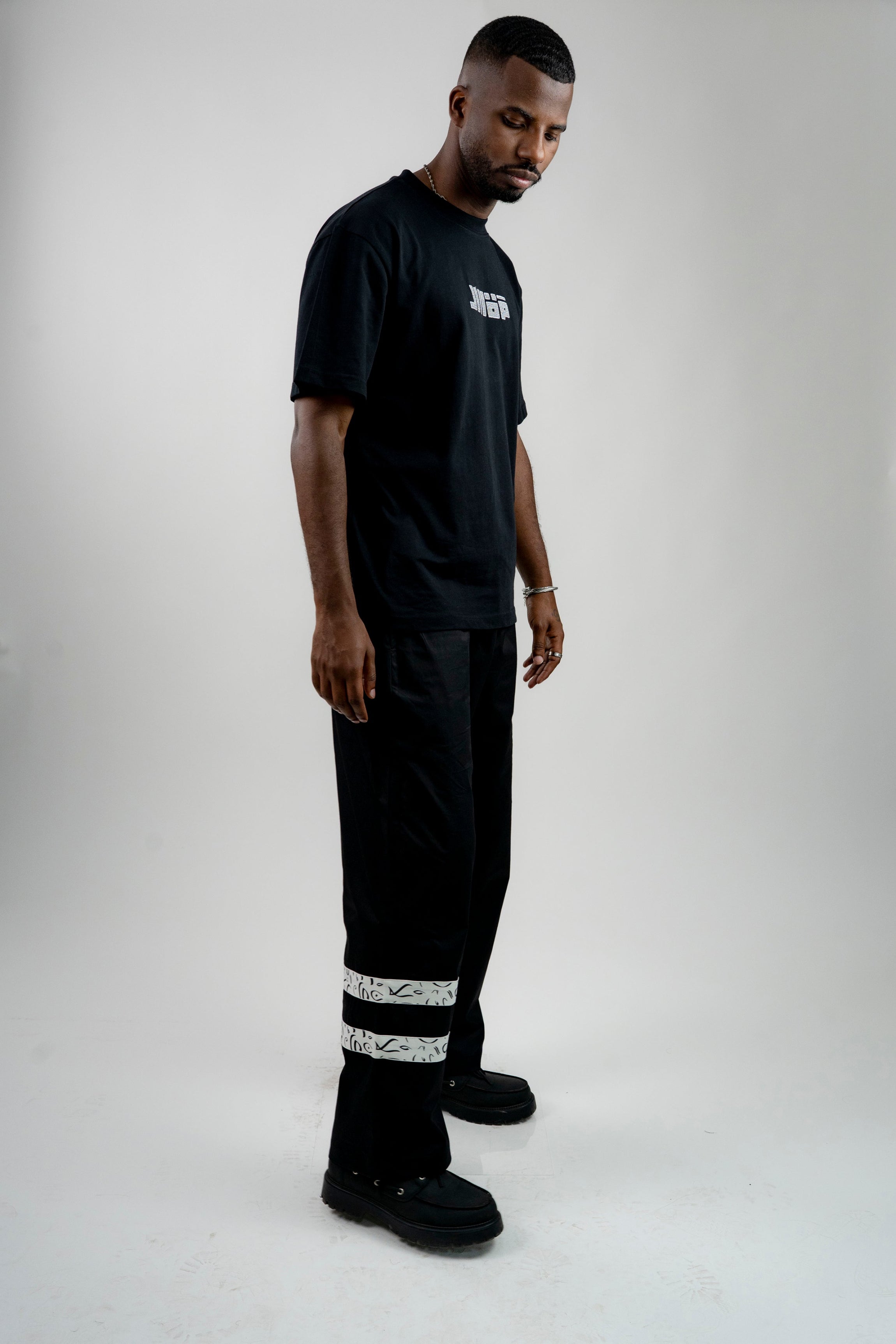 Half-Embroidered Logo T-Shirt - Black