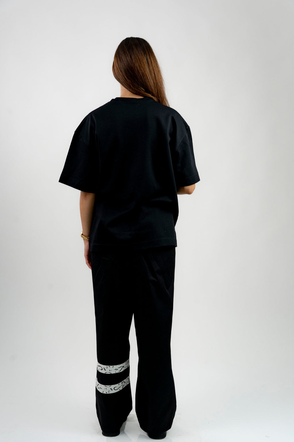Half-Embroidered Logo T-Shirt - Black