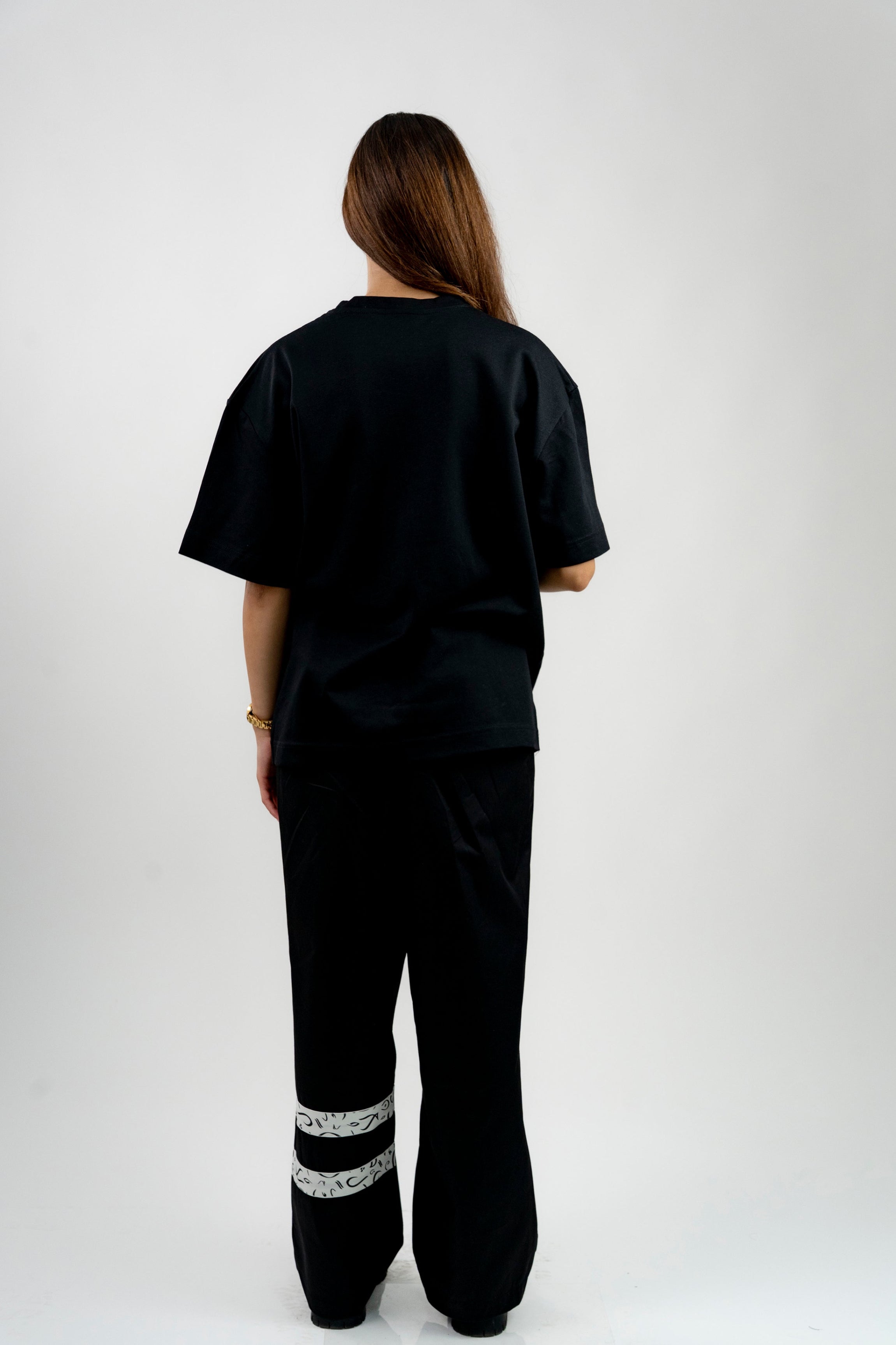 Half-Embroidered Logo T-Shirt - Black