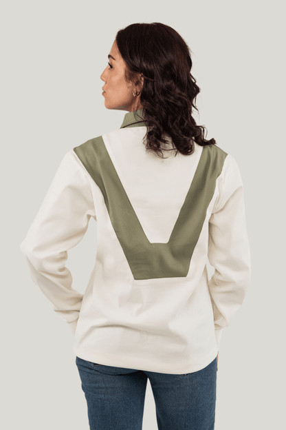 Rugby Long Sleeve Shirt - Ecru/Olive Green